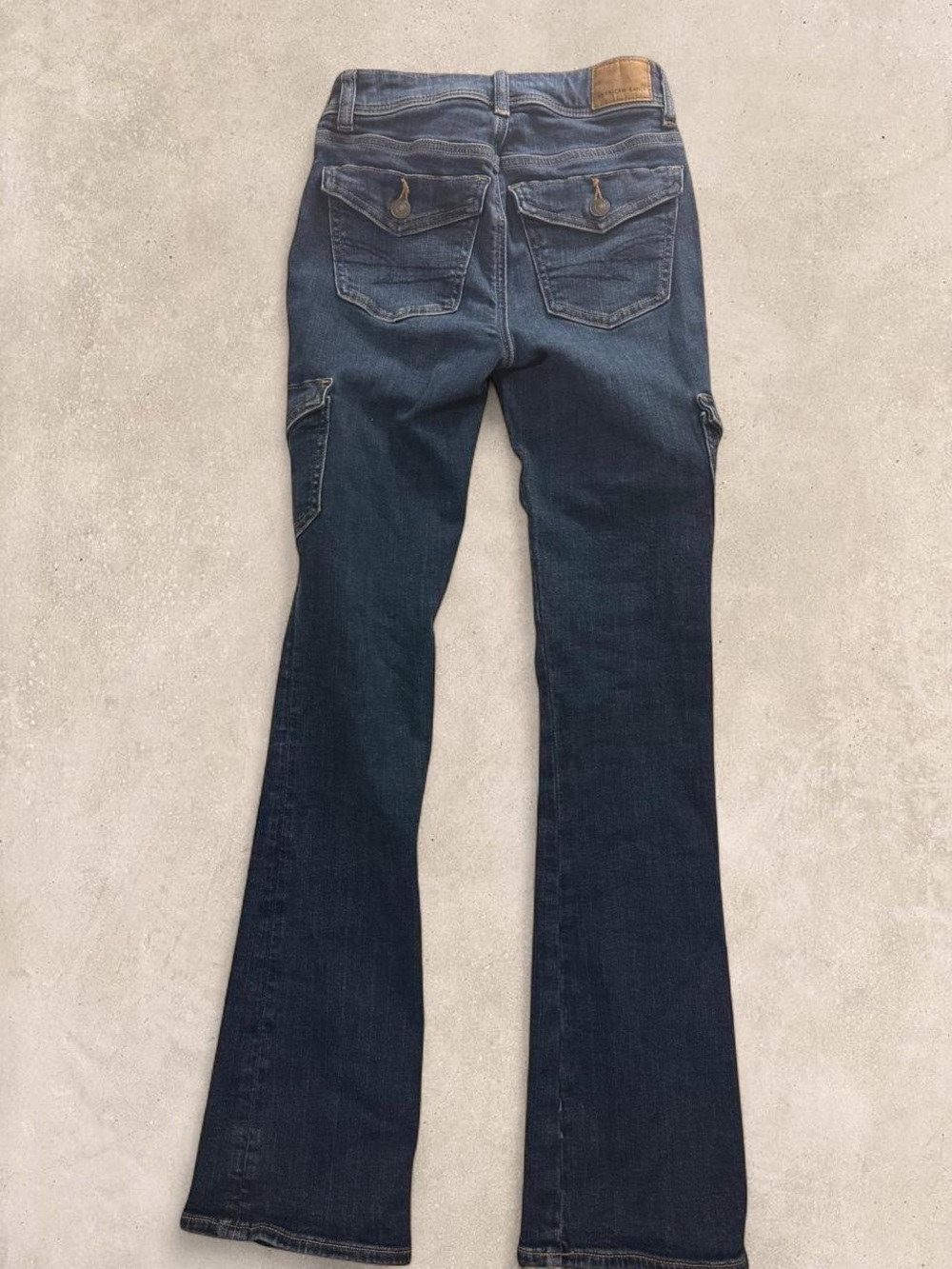 American Eagle Y2K Cargo Kick Boot Flare Jeans 000 - Picture 2 of 7